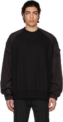 Juun.J Black Paneled Round Sweatshirt
