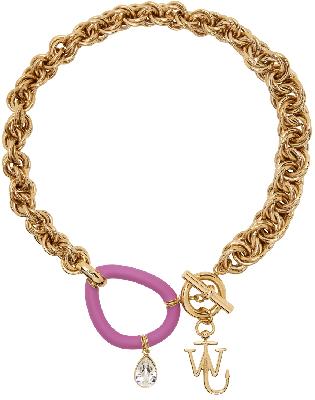 JW Anderson Gold & Pink Oversized Chain Choker Necklace