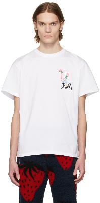 JW Anderson White Pol Anglada Embroidered 'JWA' Rugby Legs T-Shirt