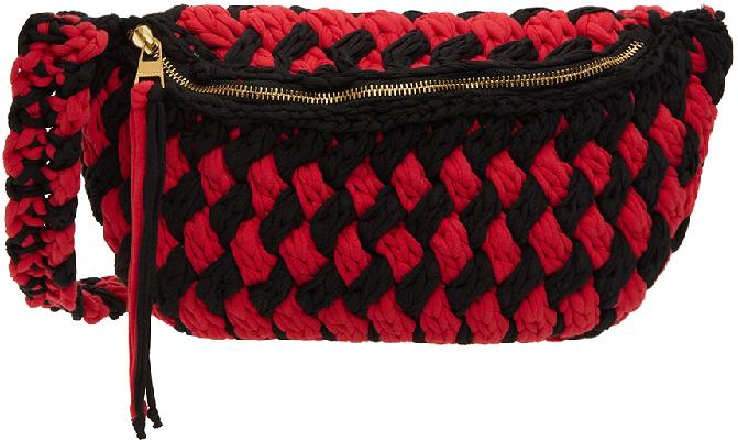 JW Anderson Red & Black Knitted Shoulder Bag