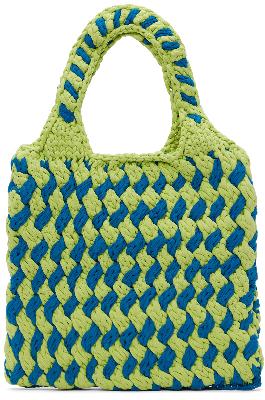JW Anderson Green & Blue Flat Knitted Shopper Tote