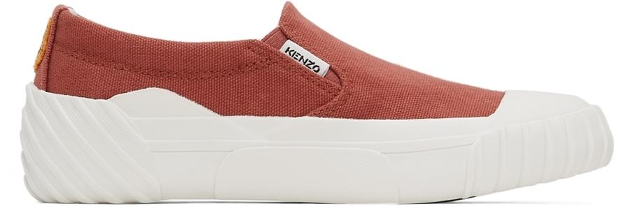 Kenzo Red Tiger Crest Slip-On Sneakers