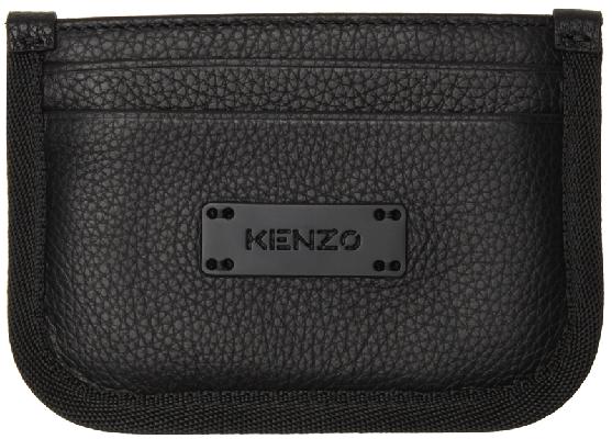 Kenzo Black Leather Courier Card Holder