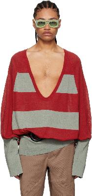 Kiko Kostadinov Red & Grey Haidu Sweater