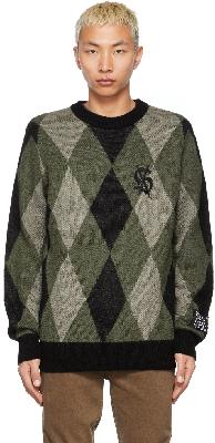 Ksubi Green Knit Argyle Old Dollar Sweater
