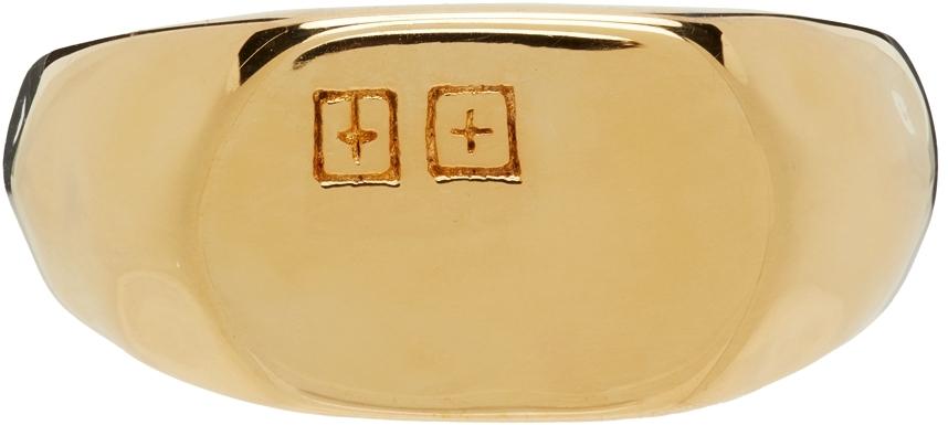Ksubi Gold Dripps Box Cross Signet Ring