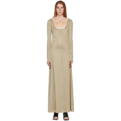 Kwaidan Editions SSENSE Exclusive Taupe Wide Open Neck Dress