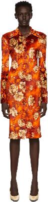 Kwaidan Editions Orange Velour Shirt Dress