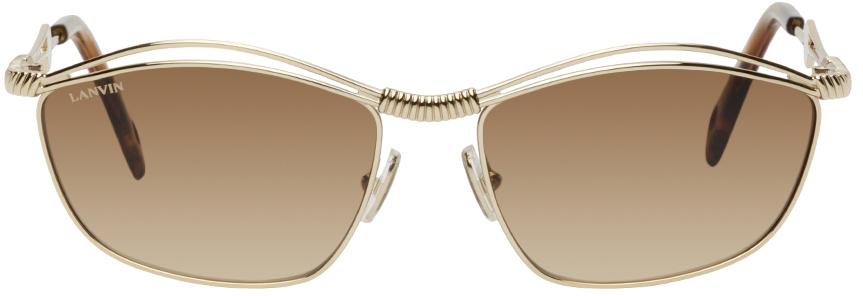 Lanvin Gold Metal Oval Sunglasses