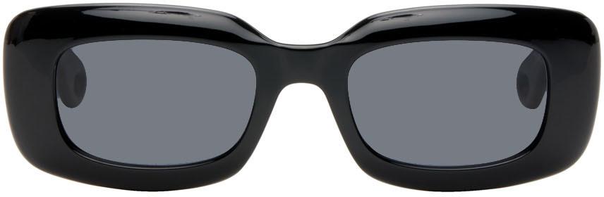 Lanvin Black Thick Rectangular Acetate Sunglasses