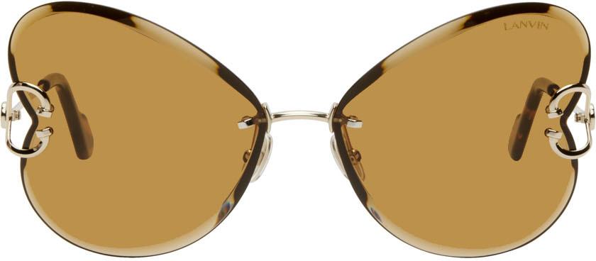 Lanvin Gold Metal Oversized Sunglasses