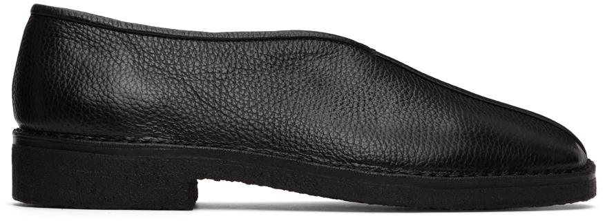 Lemaire Black Leather Piped Slippers