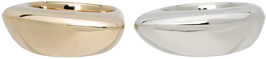 Lemaire Two-Piece Silver & Gold Drop Ring Set