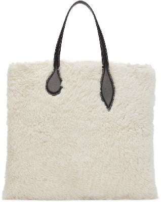 Little Liffner White & Black Shearling Sprout Tote