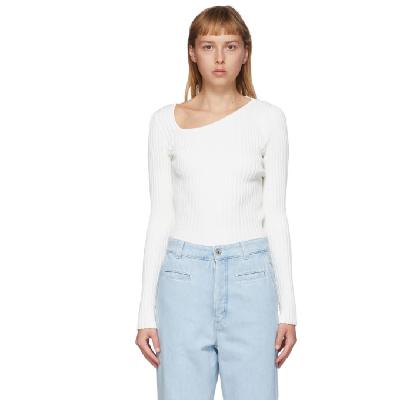 Loewe White Asymmetric Collar Sweater