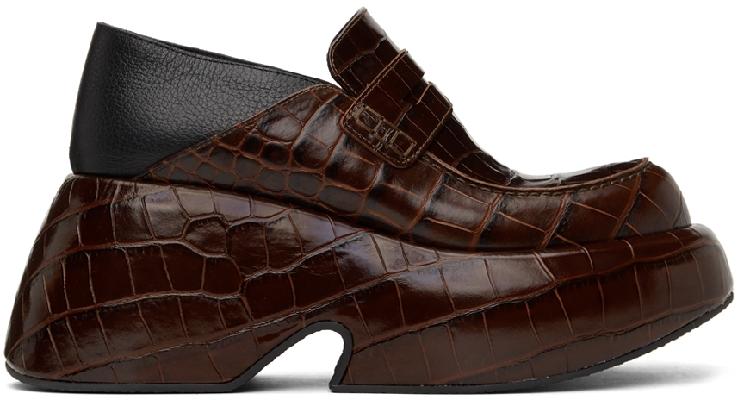 Loewe Brown & Black Wedge Slip-On Loafers