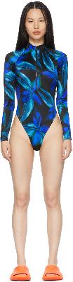 Louisa Ballou Black & Blue Springsuit One-Piece Swimsuit
