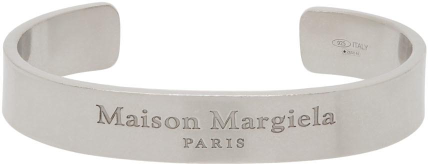 Maison Margiela Silver Wide Logo Cuff Bracelet