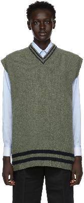 Maison Margiela Grey Wool V-Neck Vest