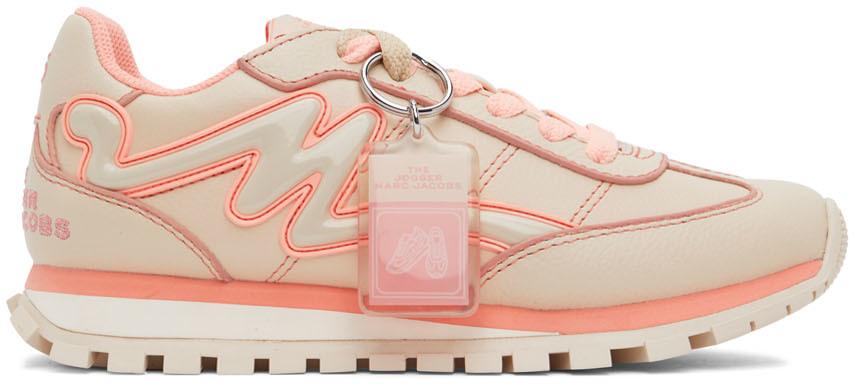Marc Jacobs Beige & Pink 'The Fluo Joggers' Sneakers