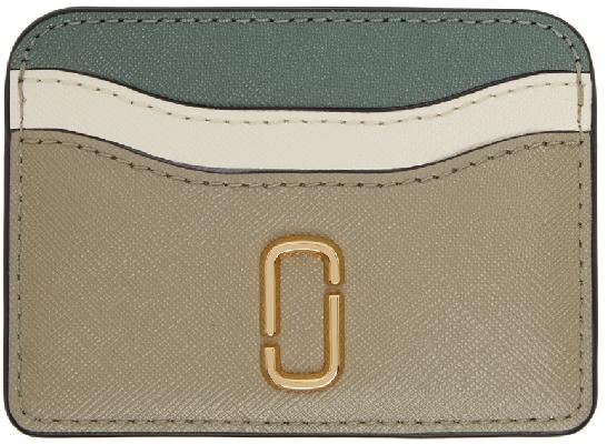 Marc Jacobs Green & Beige 'The Snapshot' Card Holder