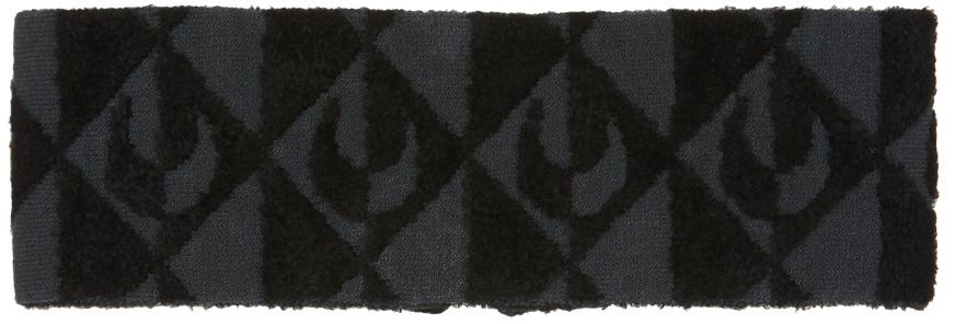 Marine Serre Black & Grey Textured Knit Moon Lozenge Choker