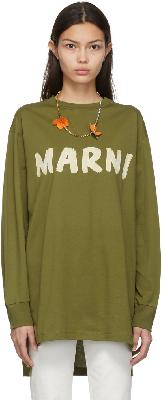 Marni Khaki Logo Print T-Shirt