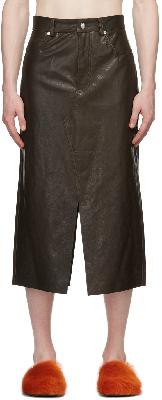 Marni Brown Leather Mid-Length Skirt