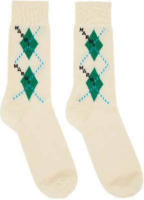 Marni Off-White Argyle Lisle Socks