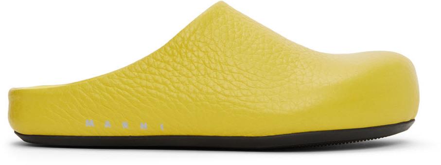 Marni Yellow Leather Fussbett Sabot Clog Loafers