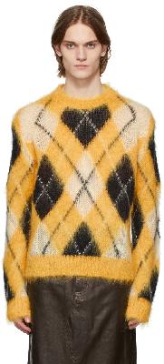 Marni Yellow Iconic Mohair Argyle Sweater
