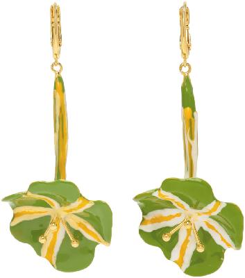Marni Gold & Green Flower Element Drop Earrings