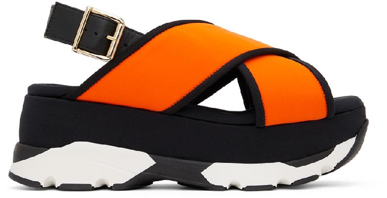 Marni Orange Criss-Crosswedge Sandals