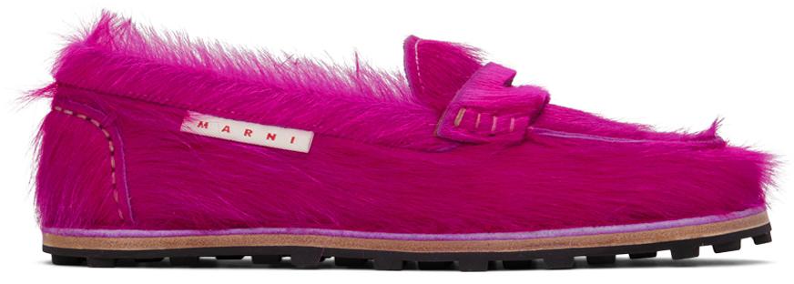 Marni Pink Calf-Hair Loafers
