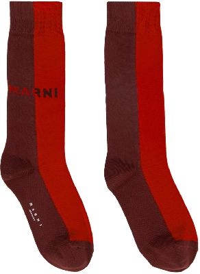 Marni Purple & Red Logo Socks