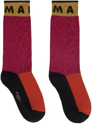 Marni Pink Logo Colorblock Socks
