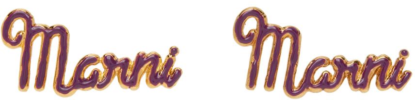 Marni Purple Logo Earrings
