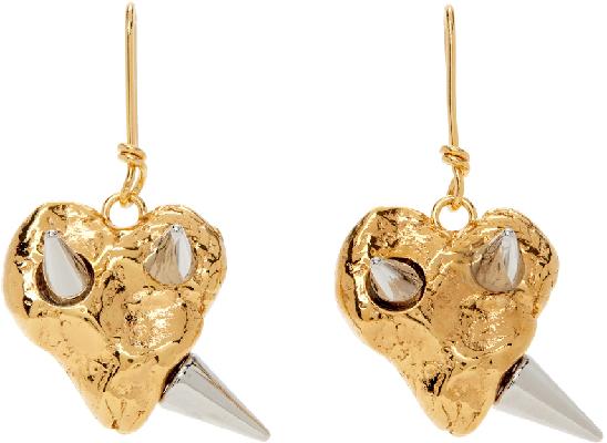 Marni Gold Studded Heart Earrings