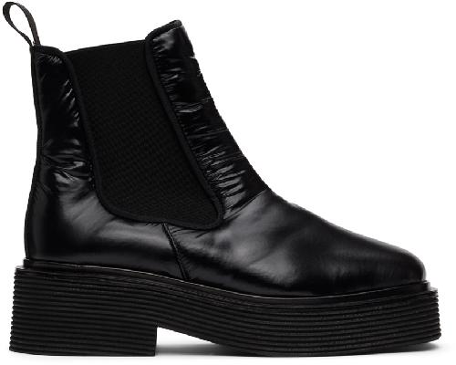 Marni Black Padded Nylon Square Toe Ankle Boots