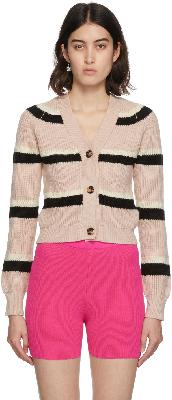 Marni Pink Wool Rib Stripe Cardigan