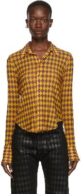 Maximilian SSENSE Exclusive Yellow & Brown Harlequin Mesh Shirt