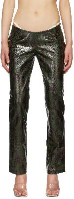 Miaou Green Rex Faux-Leather Pants