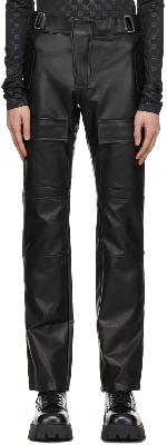 MISBHV Black Faux-Leather Cargo Pants