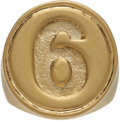 MM6 Maison Margiela Gold 6 Logo Signet Ring