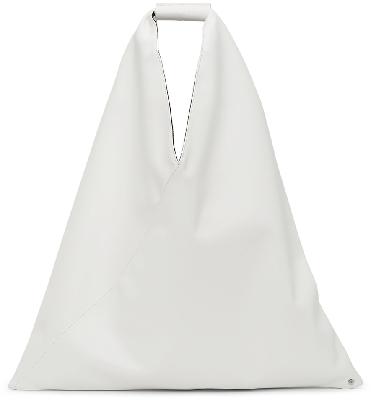 MM6 Maison Margiela White Faux-Leather Triangle Tote