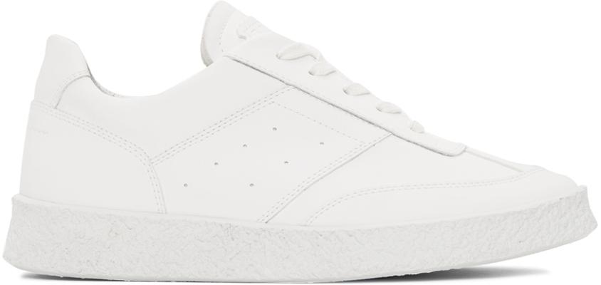 MM6 Maison Margiela White Faux-Leather Sneakers