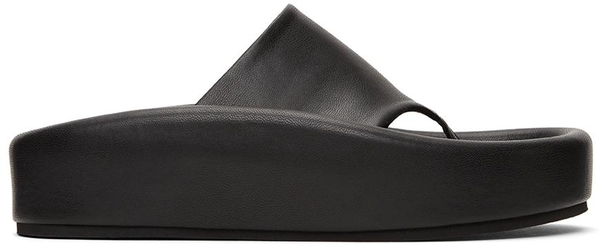 MM6 Maison Margiela Black Faux-Leather Sandals