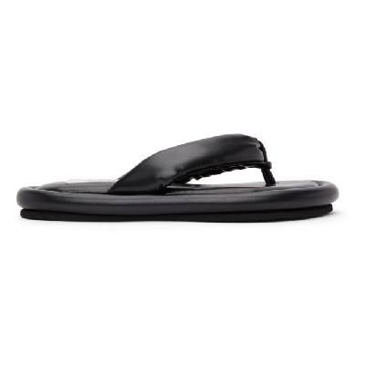 MM6 Maison Margiela Black Faux-Leather Padded Sandals