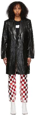 MM6 Maison Margiela Black Faux-Leather Coat
