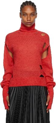 MM6 Maison Margiela Red Distressed Sweater
